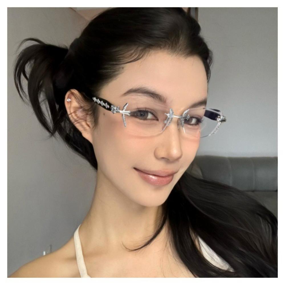 Y2K Vintage Frame Glasses Anti Eyestrain Eye Protection Anti-Blue Light Glasses Metal Travel Eyewear Hinges Eyeglasses
