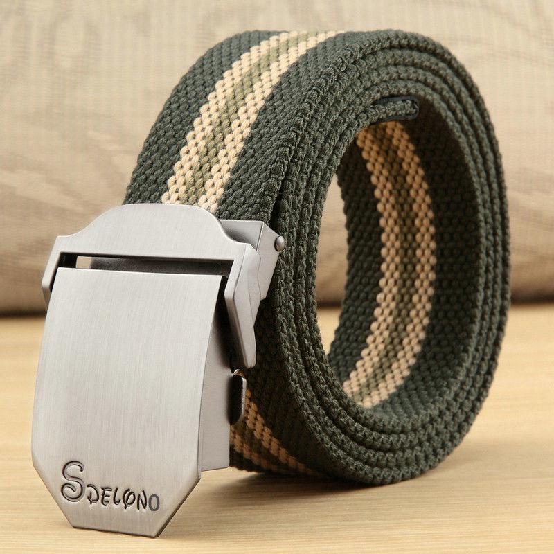Men's Canvas Belt with Automatic Smooth Buckle - Casual Korean Style for Workwear, Students, and Outdoor Activities