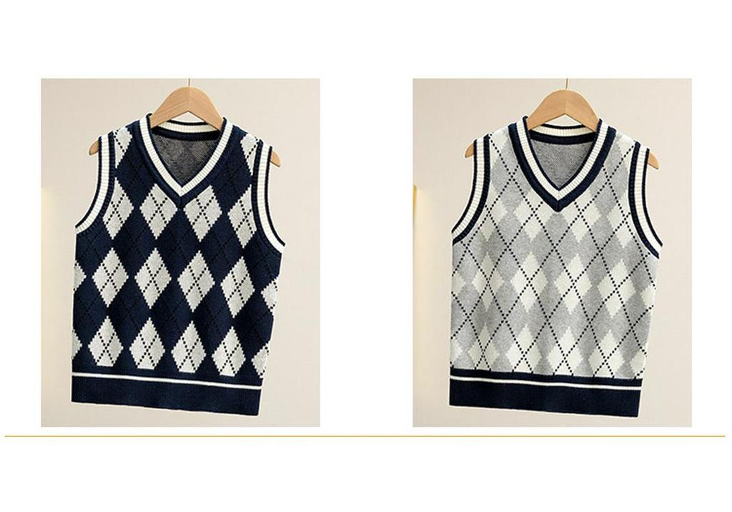 British Style Autumn/Winter Knit Vest for Primary and Secondary School Students