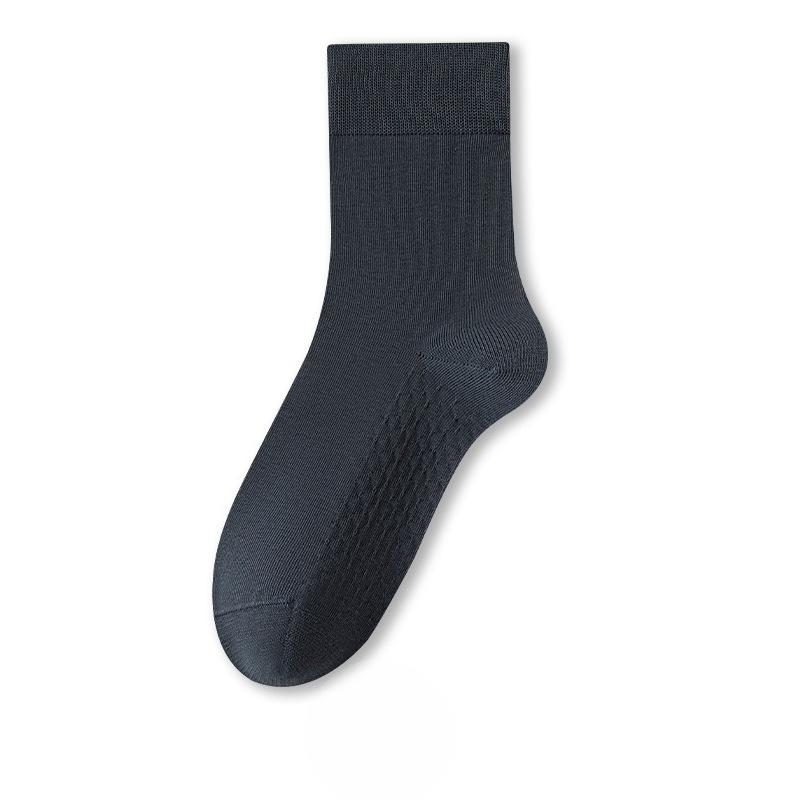 Men Spring and Autumn Pure Color Cotton Antibacterial Sweat Absorbent Breathable Boneless Massage Bottom Socks
