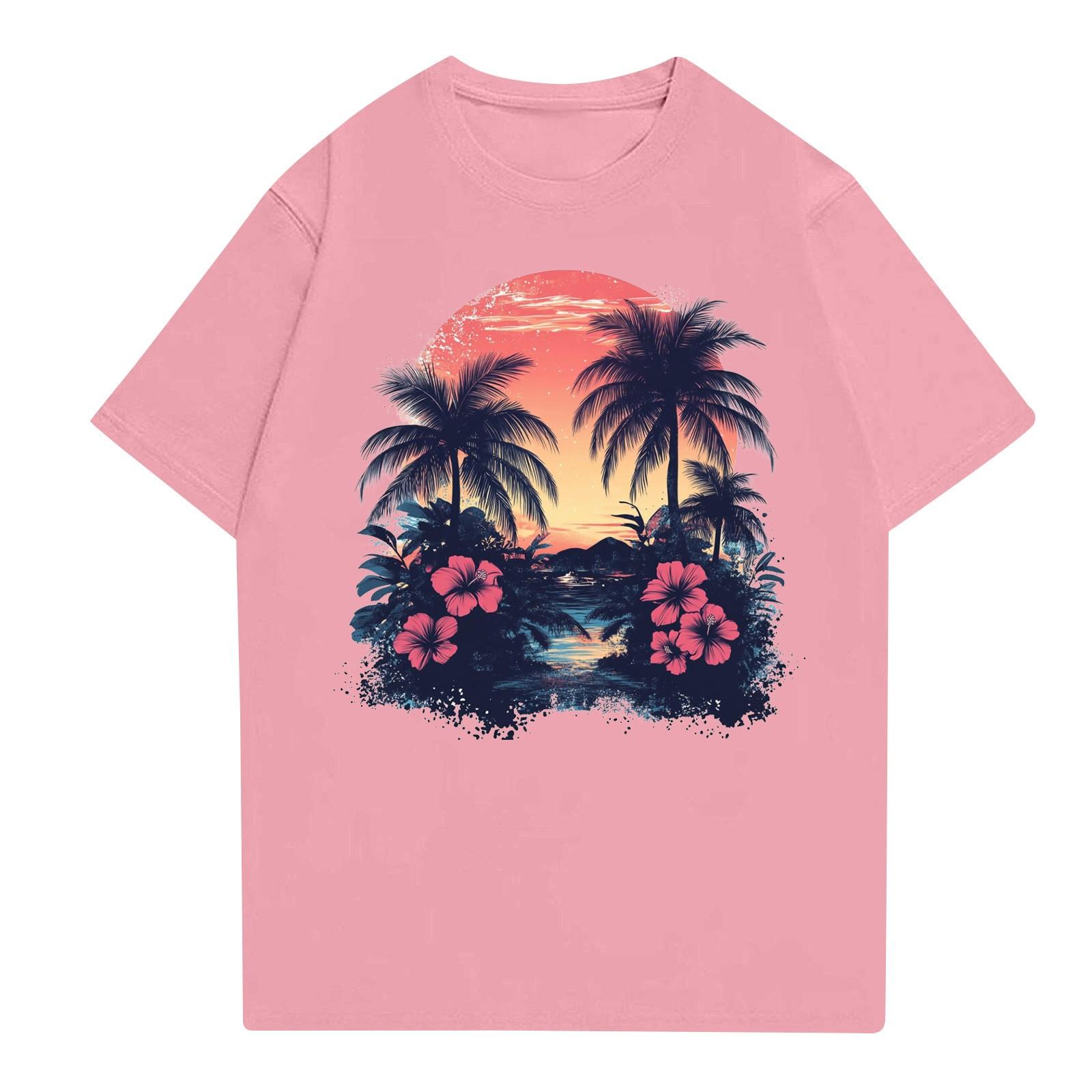 

Женская повседневная футболка с круглым вырезом и короткими рукавами с принтом XXXL розовый