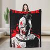 Terrifier 3 Christmas Santa Blanket The Clown Plush Vintage Warm Throw Blankets for Coverlet Spring/Autumn