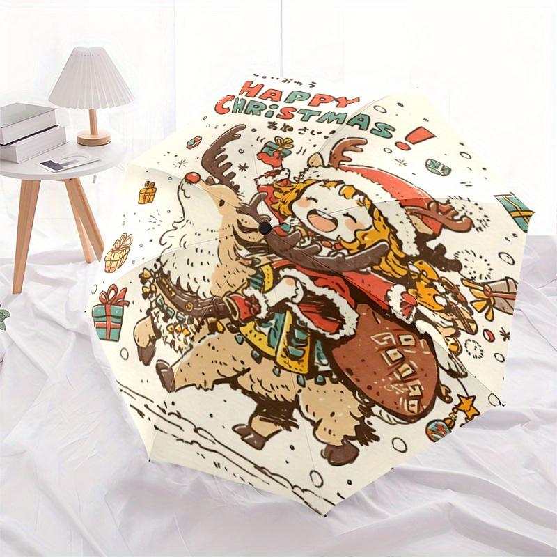 

1pc Happy Christmas Adventure Durable Cartoon Folding Umbrella, Portable Compact Umbrella for Men and Women Y047