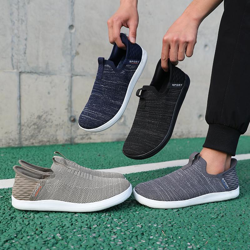 Men's New Summer Shoes Breathable Mesh Casual Sneakers Light Slip Flat Platform Casual Shoes Men's Anti-slip Walking Woven Shoes