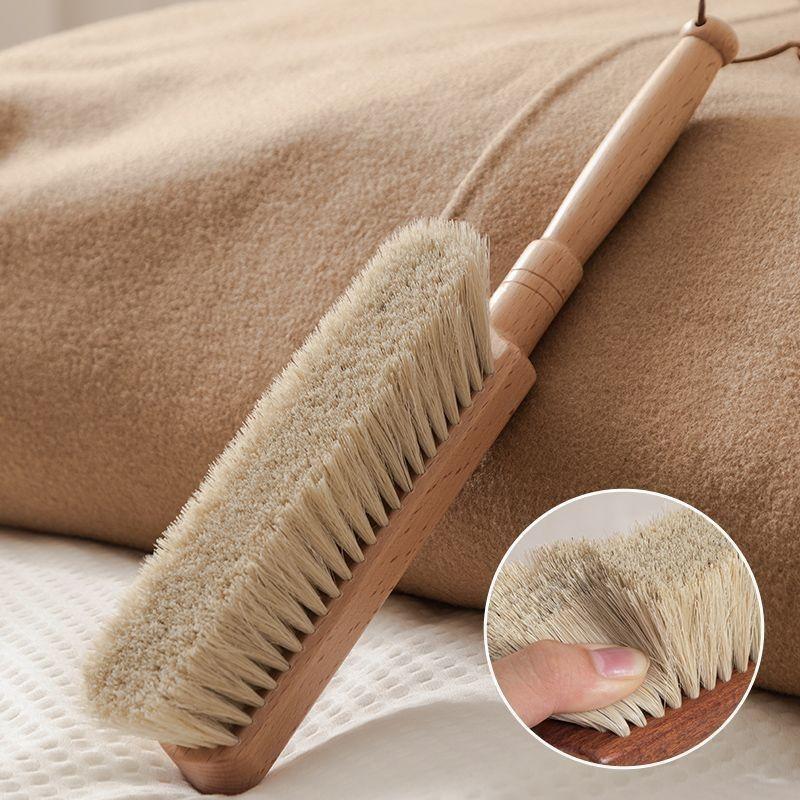 1Pcs Reusable Natural Fiber Bristles Soft Dust Brush With Wooden Handle For Cleaning Beds Sofas Furniture And Coats