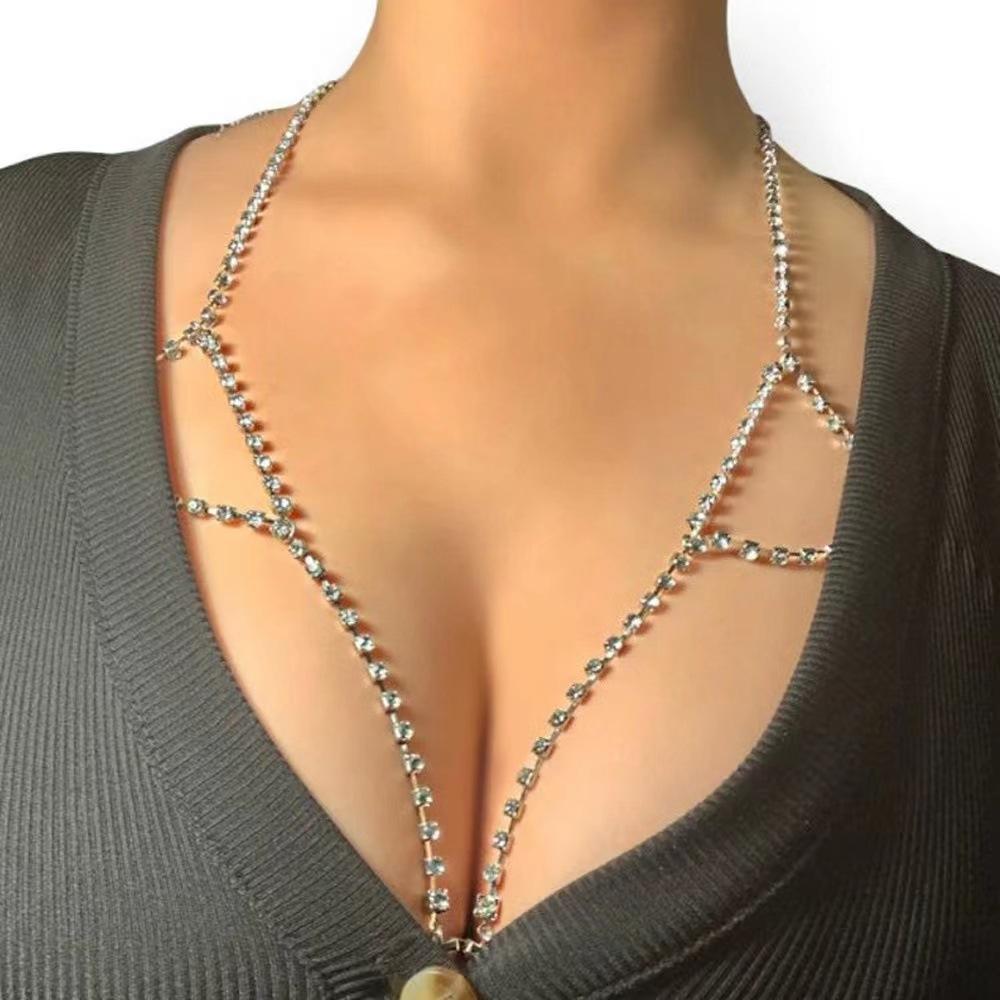 New Fashionable Simple Bikini Breast Chain, European And American Personality Full Diamond Sexy Body Chain Body Chain