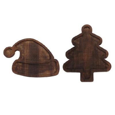 Christmas Tree Shape Wooden Serving Platter Multi Compartment Snacks Dish Natural Materials Holiday Decoration for Parties