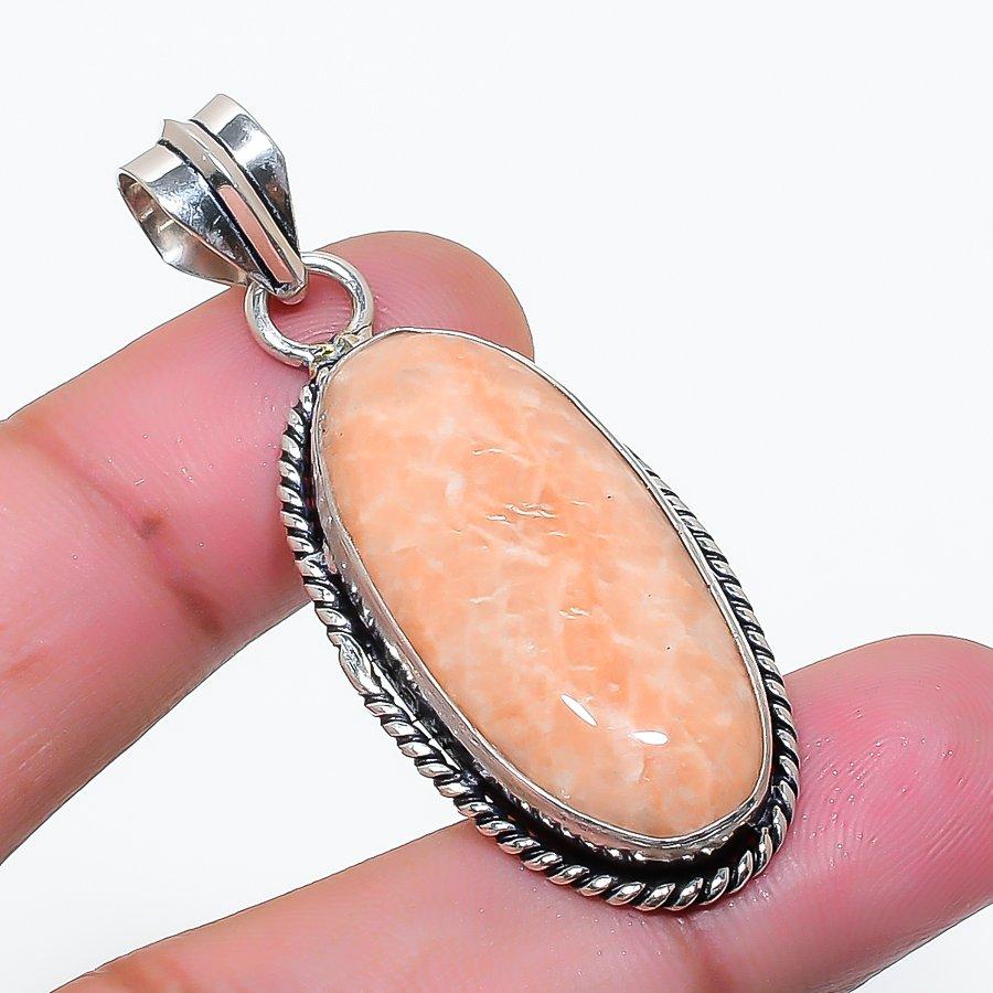 Natural Orange Aventurine Gemstone 925 Sterling Silver Pendant 1.85  AP-14858