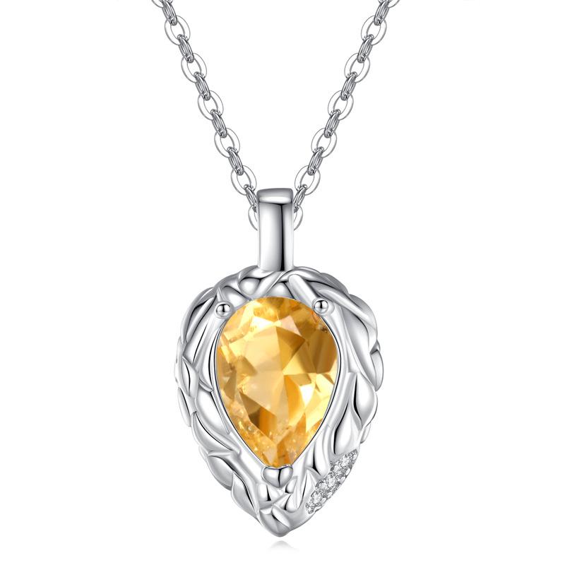 S925 Sterling Silver Pear-Shaped Natural Stone Necklace Women's High-End Exquisite Water Drop Collarbone Chain Jewelry