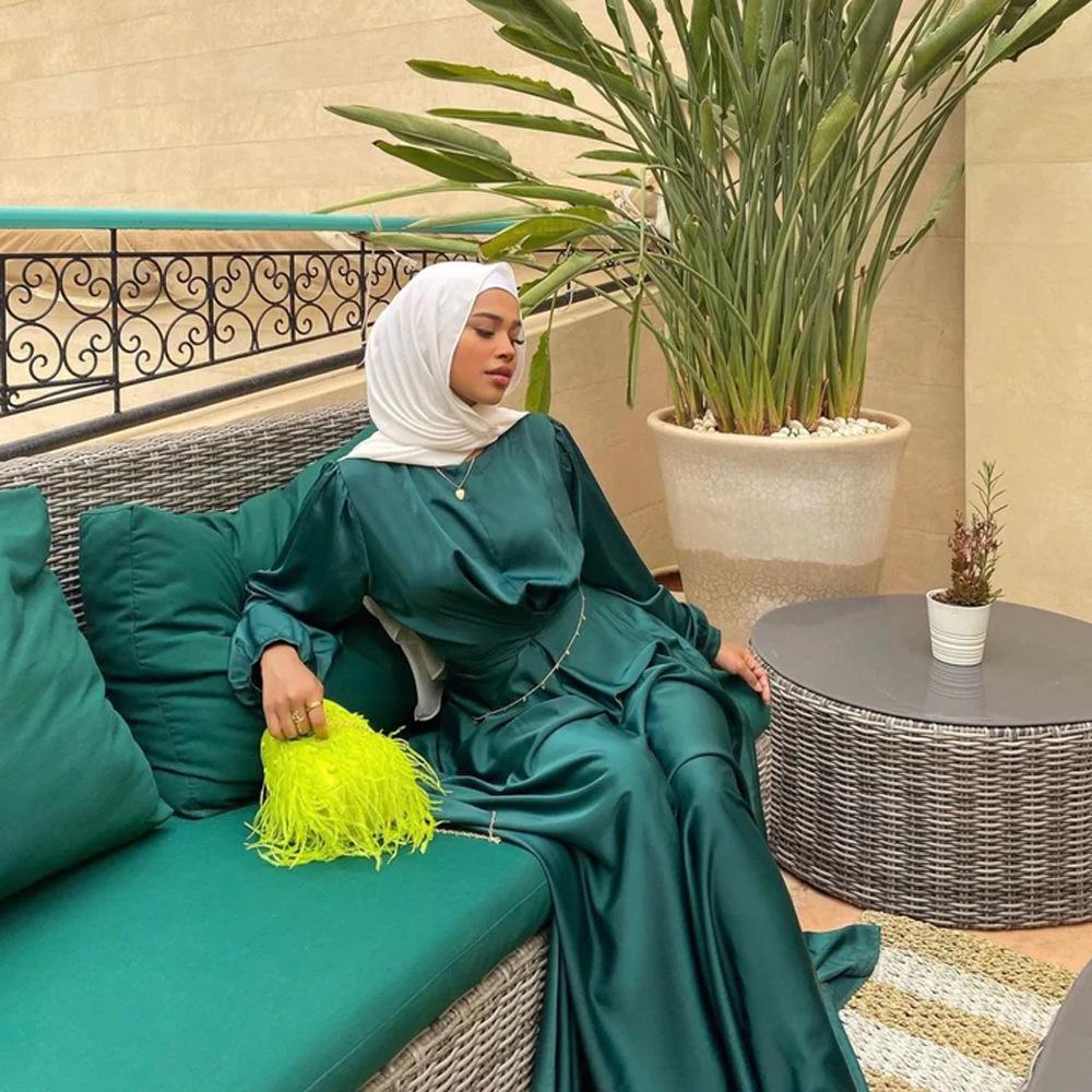 XY011 Rosa Ethnischer Stil Dubai Abaya - Elegantes Langes Abendkleid für Muslimische Frauen