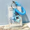 Soft Silicone Kpop Photocard Holder With Star Keychain Sliding Cover ID Cards Protective Case Spring Rope