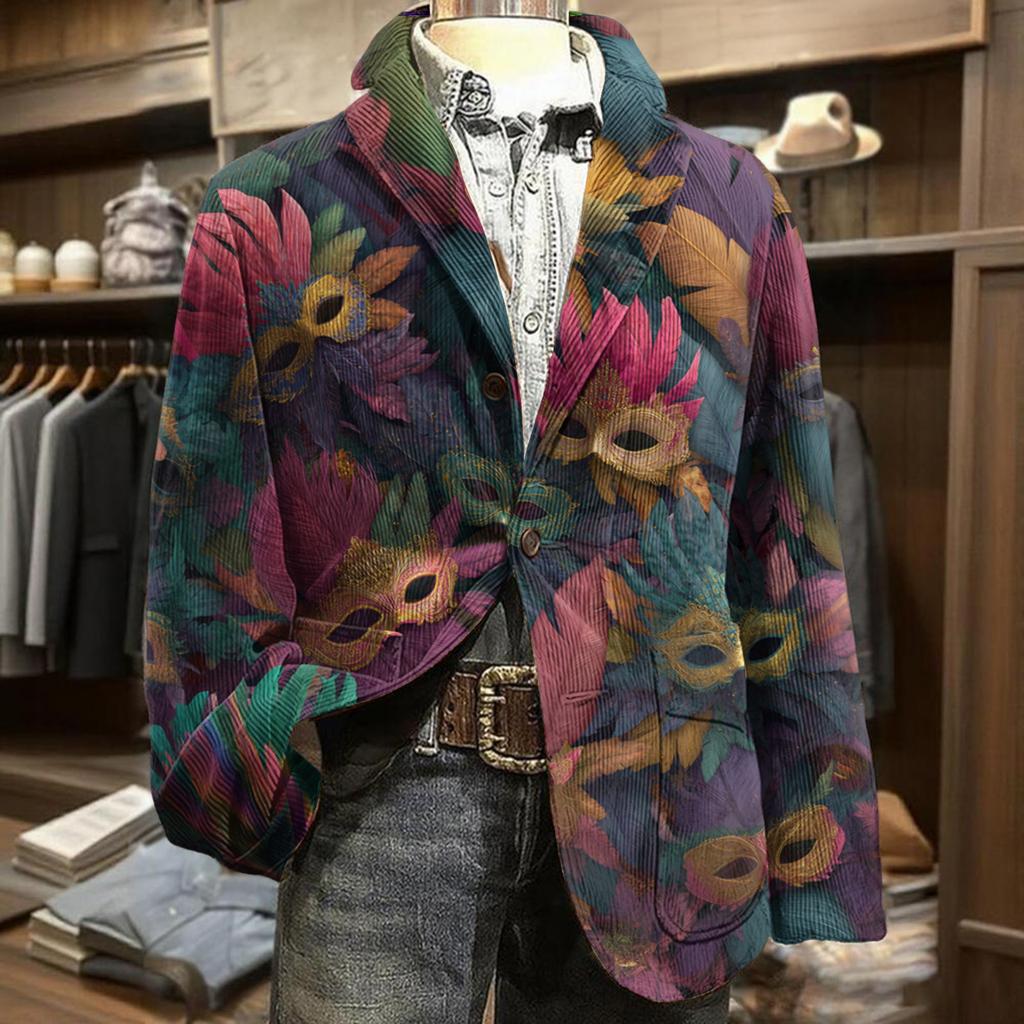 Herren Business Casual Mode Bedruckte Cordjacke