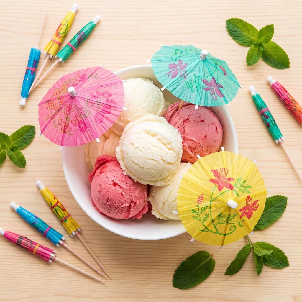 Umbrellas for Cocktail Food Decoration - Assorted Colorful Party Decorations, 50 Pack