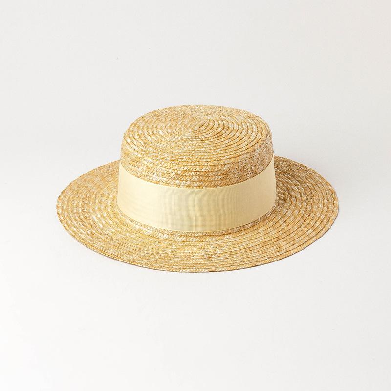 European and American spring and summer new multi-color decorative with flat-top straw straw hat outdoor travel sunscreen sunshade flat-top straw hat