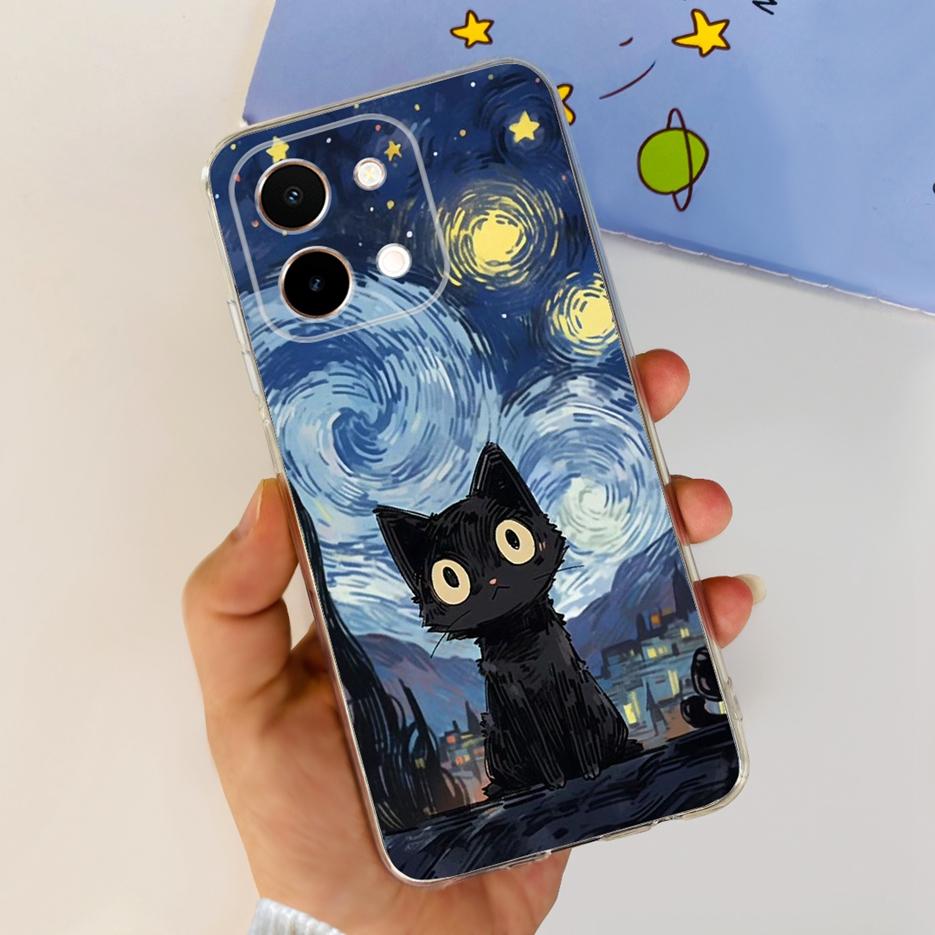 For Vivo Y28 4G Case V2352 Cute Cat Panda Painted Cover Soft Silicone Phone Case For Vivo Y28 Y 28 VivoY28 4G Funda 6.68'' Coque