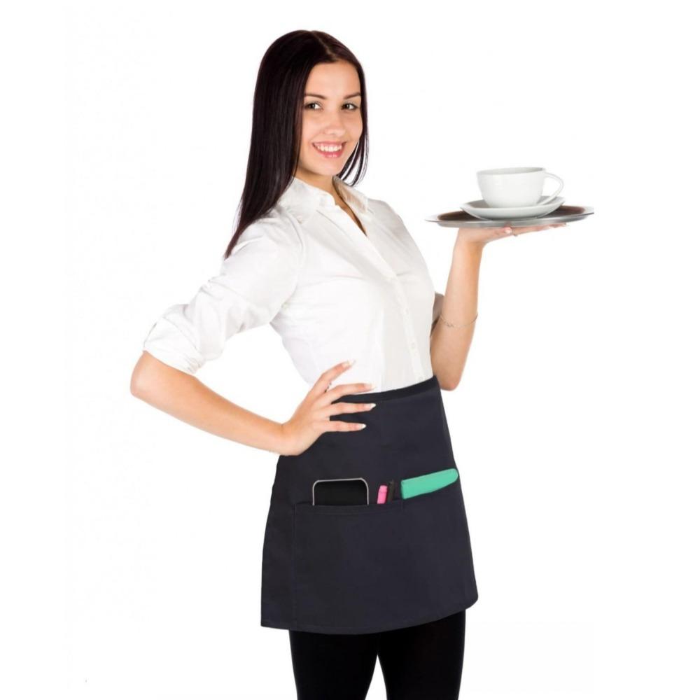 

Polyester Waist Apron Waterproof Server Apron Short Aprons Half Apron Cleaning чорний