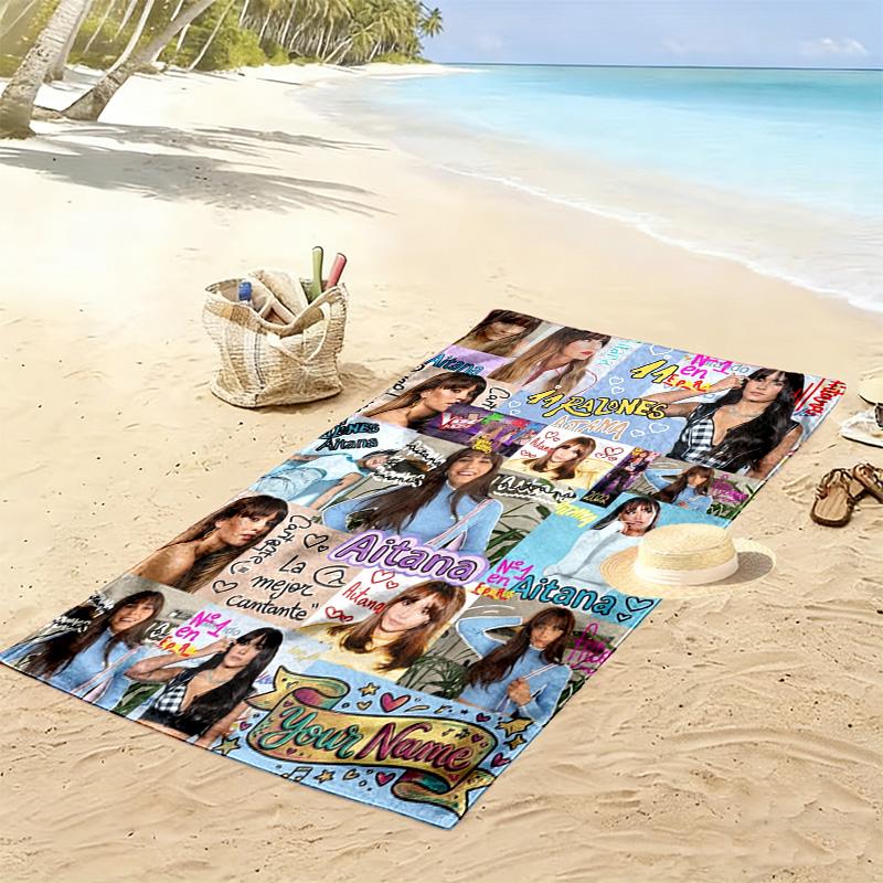 Name Custom Aitana Ocana Print Beach Towel, Large Soft Quick Dry Towel for Beach Camping Swimming