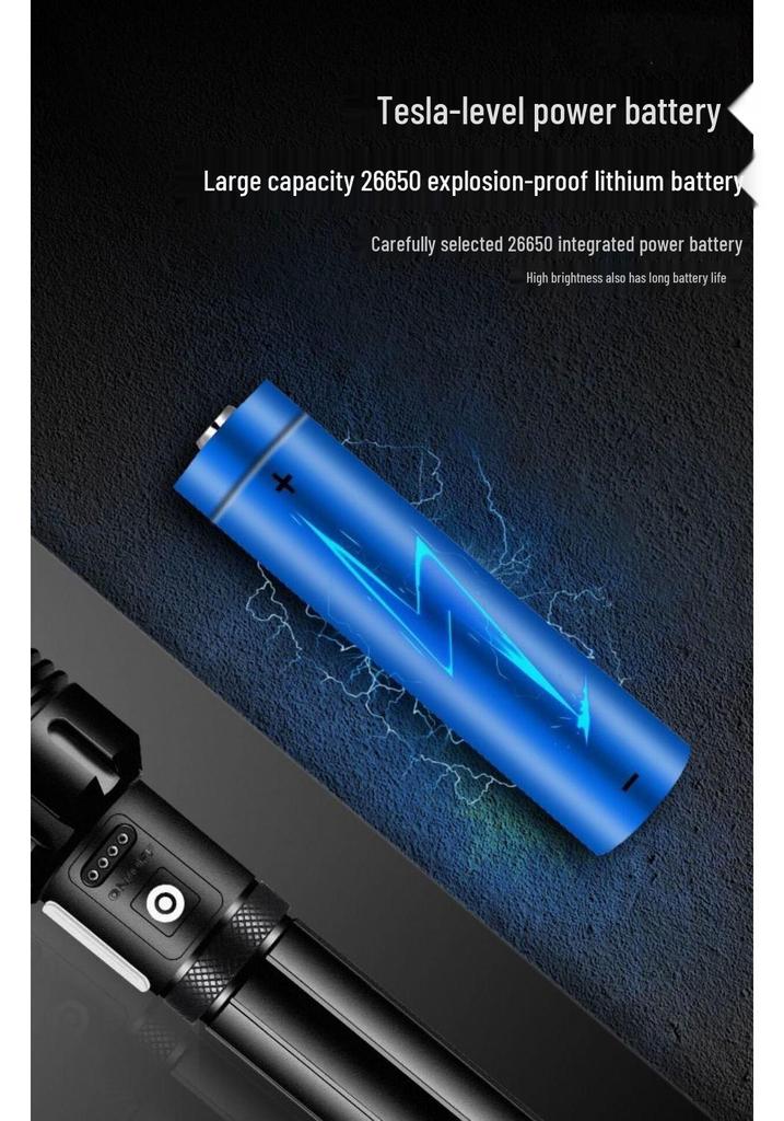 XHP90 Explosion-Proof Rechargeable LED Flashlight: Super Bright, Waterproof, Telescopic Zoom, Aluminum Alloy, Handheld Light for Outdoor Use.