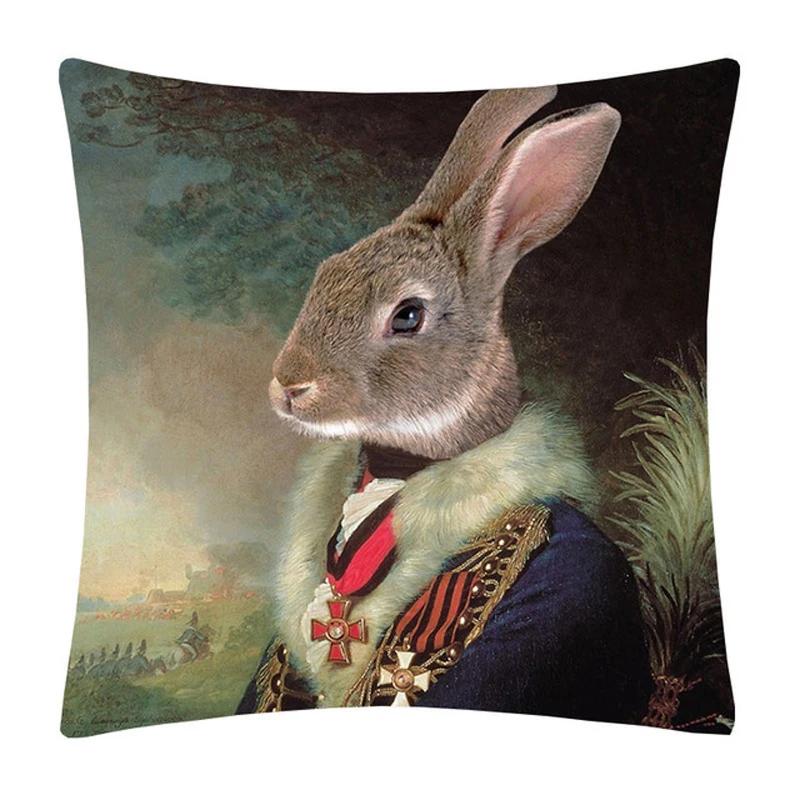 

Скандинавське мистецтво Декоративна наволочка Мода Тварина Олень Кролик Принт Наволочки М які Наволочки Диван Домашній декор 45x45cm