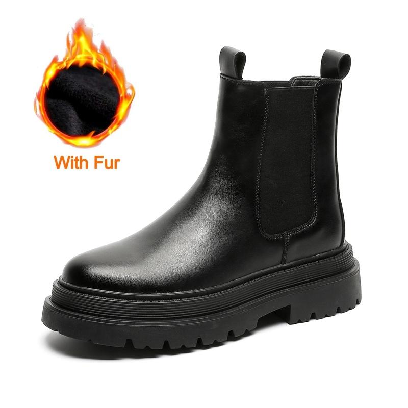 

Британский стиль мужские туфли челси на плоской подошве дизайнерские модные высокие ботинки с круглым носком и толстой подошвой повседневные кожаные ботинки для отдыха на открытом воздухе 44