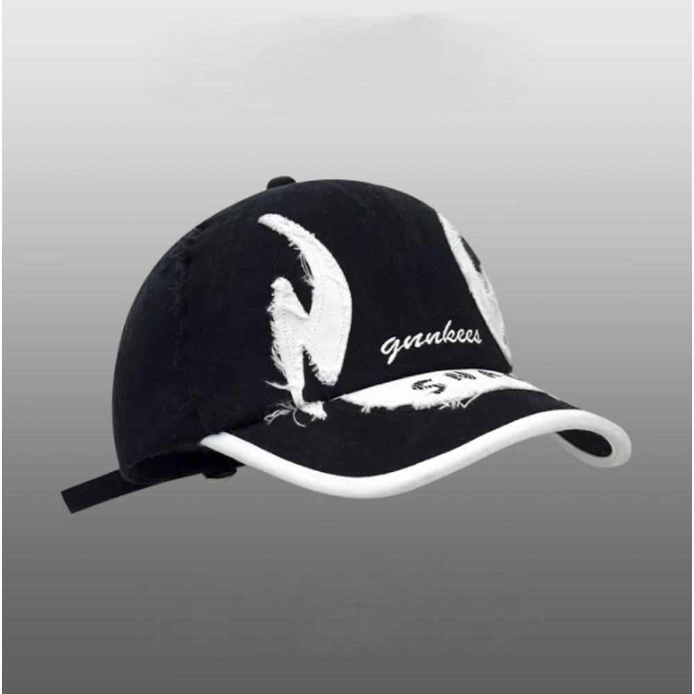 Cappellino da Baseball Vintage in Cotone con Visiera Curva Unisex Ricamo Lettere Color Block Cappello Casual da Esterno Moda