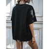 Plus Size Womens Round Neck Tee with MAMA Pattern and Leopard Print Lightning Design Short Sleeve Mom Daily Style Gift Top