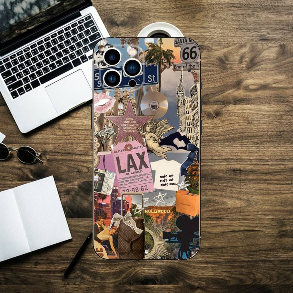 Travel Los Angeles California Phone Case For iPhone 16,15,14,13,12,11,XS,XR,X,8,7,Pro,Max,Plus,mini Silicone Black Cover