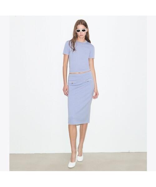 Tolibeochi Wool Scallop Skirt - Pale Blue / New Ivory