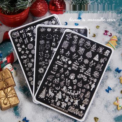 Christmas Nail Art Stamping Plates - Star and Bow Patterns, Transparent Steel Plates