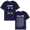 Rock Band O-Oasis Live 25 Tour T-Shirts Mens Women Summer Casual O-Neck Short Sleeve T Shirt Fans Gift Fashion Vintage Tee Shirt