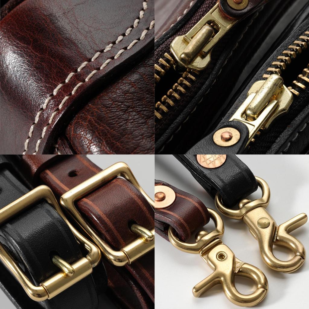 IJUN Vintage Mini Shoulder Bag for Women - Handmade Vegetable-Tanned Leather Crossbody BagClutch Bag, Small (Chocolate)