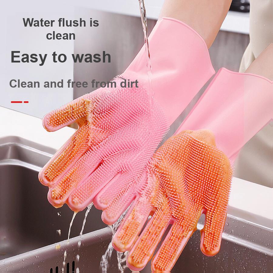 2 Stück Silikon Spülhandschuhe Magische Badehandschuhe für Zuhause Langlebige Verschleißfeste Wasserdichte Gummihandschuhe Hersteller