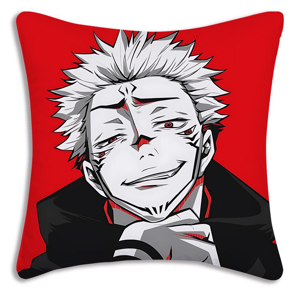 Hot Anime Jujutsu Kaisen Pillow Covers Cartoon Sofa Decorative Home Double-Sided Printing Short Plush Cute Cushion Cover