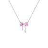 Pink Diamond Butterfly Necklace Women's Light Luxury Niche High-end Design Collarbone Chain for Girlfriends' Birthday Gifts