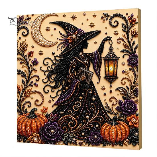 Ghost Pumpkin Art Craft Halloween Faux Pearl Kit, 3D Painting DIY Spooky Gem for Beginners Cute Set Adults, Autumn Home Wall Decor Crafting