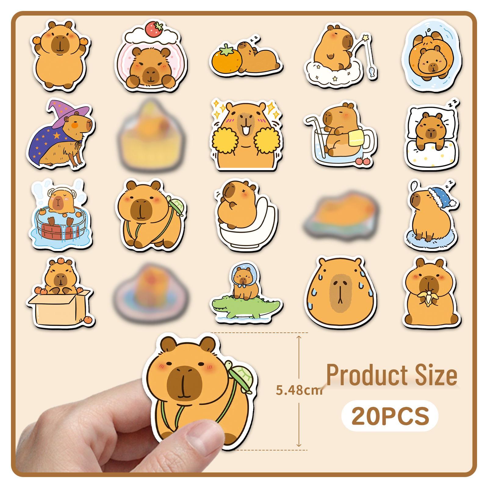 Capybara Cartoon Magnetic Refrigerator Stickers - Waterproof, 20pcs Set 5.5-8.5CM