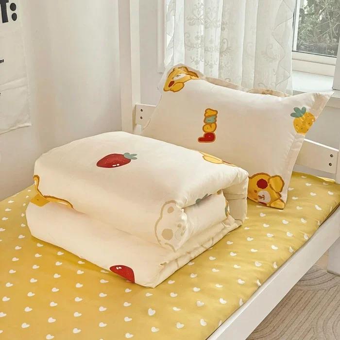 Plant Cashmere Student Dormitory Three-piece Bed Kit Single Double Household Bed Sheet Quilt Cover Popular