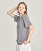 BASIC HOUSE Women'S U-Neck Oversized Stretch Short Sleeve T-Shirt Dark Gray Lats0210
