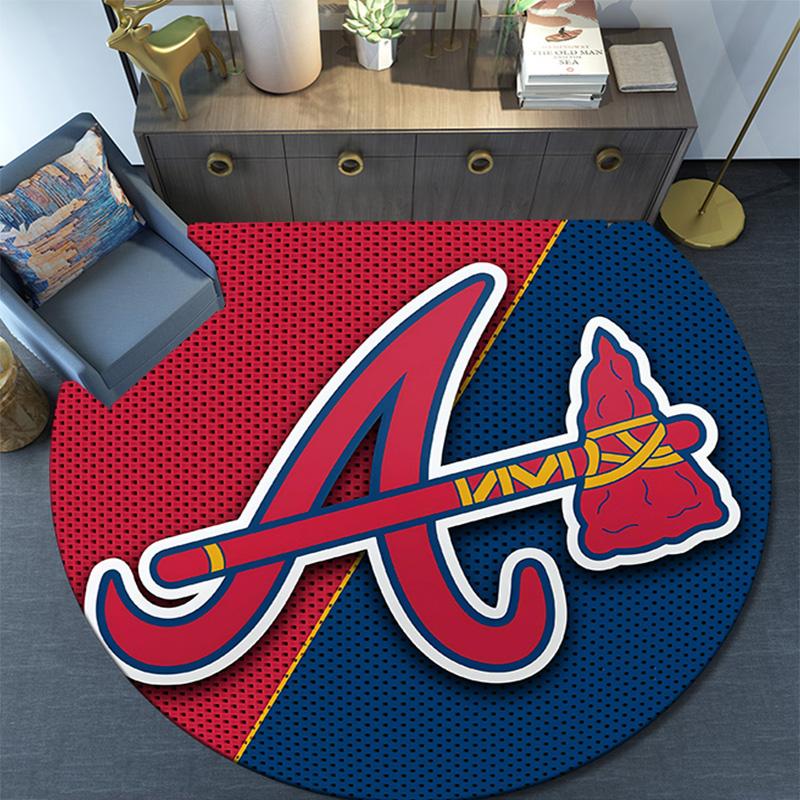 Atlanta Braves,Round Area Rug,Carpet Rug for Living Room Bedroom Sofa Playroom Decor,Non-slip Floor Mat