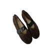 ~ Niche design leather Korean version of flat-soled lamb wool single shoes autumn and winter versatile casual cashmere Doudou shoes