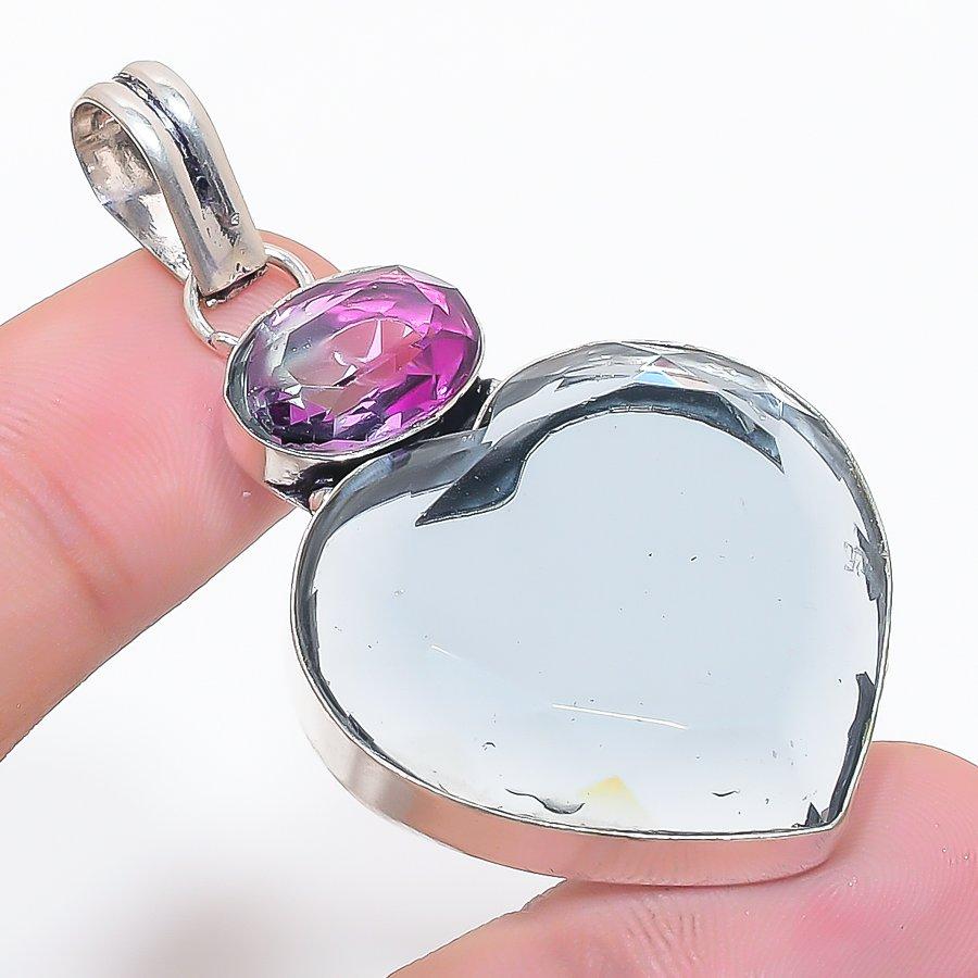 

Natural White Topaz, Mystic 925 Sterling Silver Jewelry Pendant 2.25 U7r33