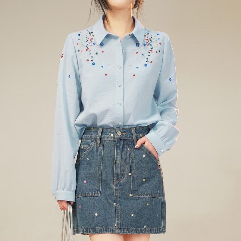 Bailuyu Floral Embroidered Long Sleeve Shirt S