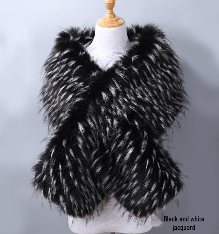 Women's Faux Fox Fur Shawl Cloak: Thick Autumn/Winter Bridal Evening Scarf and Neck Warmer