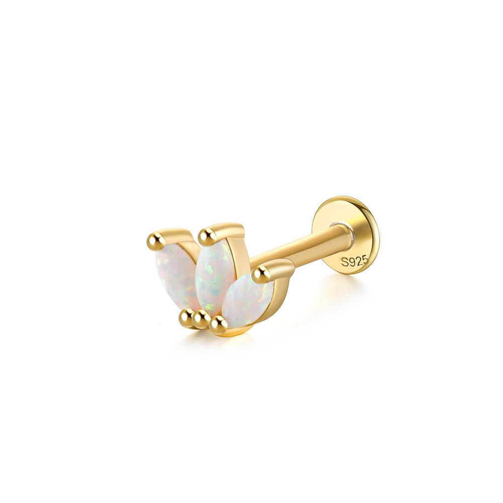 

CANNER 1PC 925 Silver Exquisite Crown Opal Piercing Earring for Women Ear Studs Cartilage Earring Body Jewelry Gift