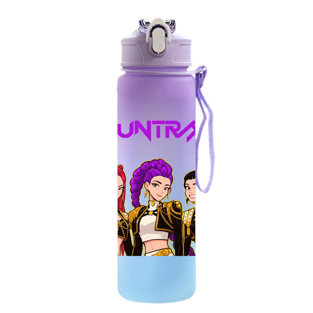 750Ml Water Bottle Cartoon K-Pop Demon Hunters Printed Large Capacity Drinking Cup Portable Outdoor Sports Water Cup Children Kid Gift