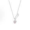 Heart-Shaped Zircon Paperclip Necklace for Women, Light Luxury Clavicle Chain In Runaway Princess Style.