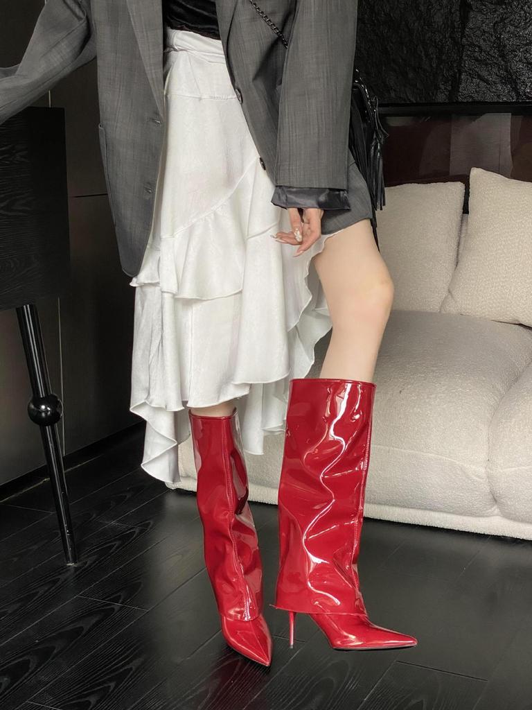 2025 Herbst und Winter neue kurze Stiefel Damen europäisch und amerikanisch dünne Stiefel Modestiefel hohe Absätze Stiefel spitz zulaufend Temperament Damenstiefel Hose