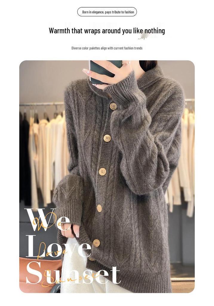 Autumn Women's 100% Wool Slim Fit Polo Collar Sweater - Trendy Long Sleeve Knitwear