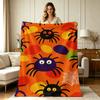 Soft Warm Flannel Blanket Cute Spider Halloween Print All Season Use for Sofa Couch Bed Office Living Room