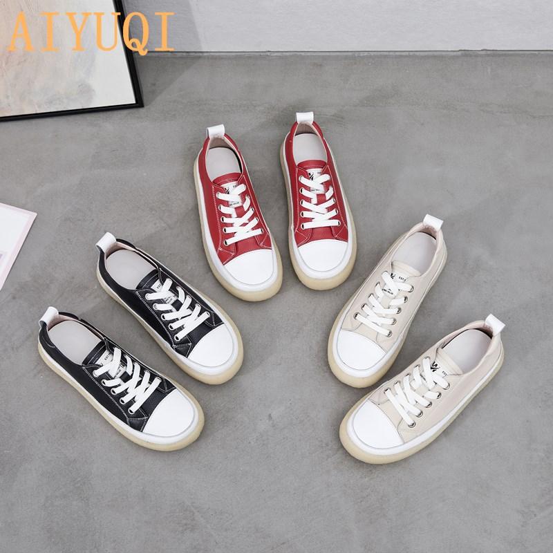 Fashion Women Spring Shoes 2025 New Genuine Leather Trend Color Matching Women Shoes Flat Bottom Lace-up Casual Girl Student Shoes